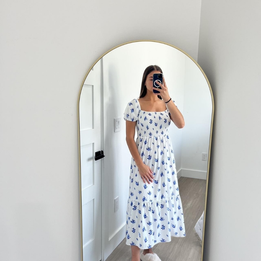 Floral Blue and White Dress